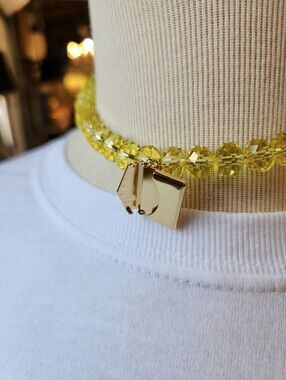 💌Yellow Crystal Beaded Choker Necklace w/ Functioning Goldtone Envelope Charm💌